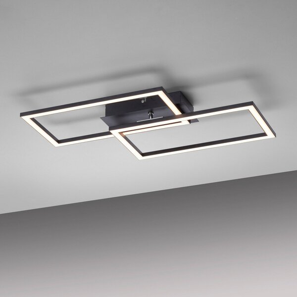 JUST LIGHT. GmbH Plafonieră LED Iven, dimabil, negru, 54x31cm, reglabil, Negru, Camera de zi / sufragerie, Metal, Modern, Plafon cu flacără multiplă