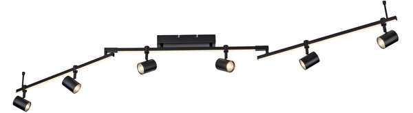 Paul Neuhaus LED spot de plafon Barik, 188 cm, reglabil, Negru, Camera de zi / sufragerie, Metal