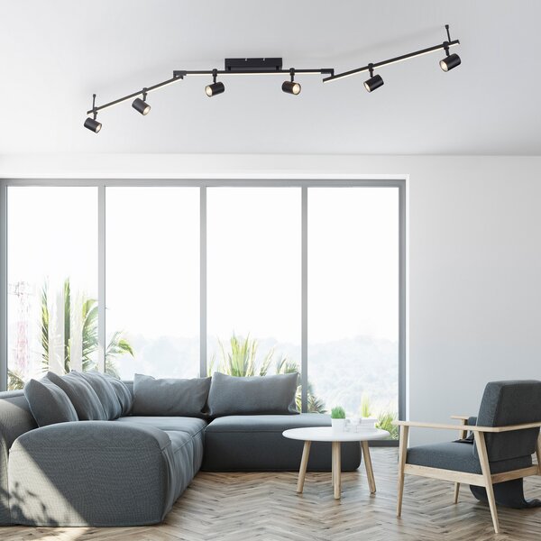 Paul Neuhaus LED spot de plafon Barik, 188 cm, reglabil, Negru, Camera de zi / sufragerie, Metal
