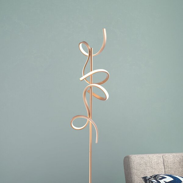 JUST LIGHT. GmbH Lampadar LED Curls, alamă, metal, 156 cm înălțime, dimabil, reglabil, Bronz / Alamă Veche, Camera de zi / sufragerie, Metal, Modern