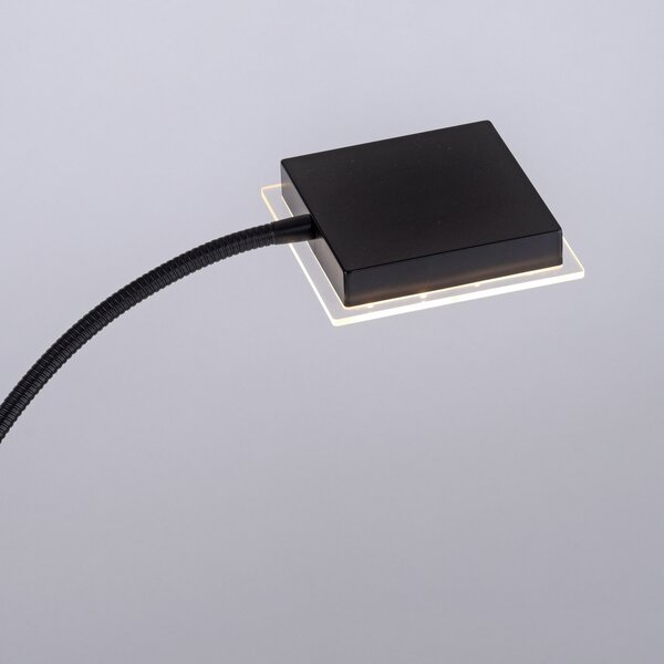 JUST LIGHT. GmbH Hans Lampadar LED cu lampă de lectură, unghiular, negru, reglabil, Negru, Camera de zi / sufragerie, Metal, Modern, Lumină de lectură