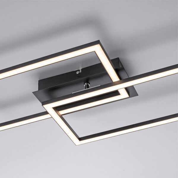 JUST LIGHT. GmbH Plafonieră LED Iven, dimabil, negru, 54x31cm, reglabil, Negru, Camera de zi / sufragerie, Metal, Modern, Plafon cu flacără multiplă