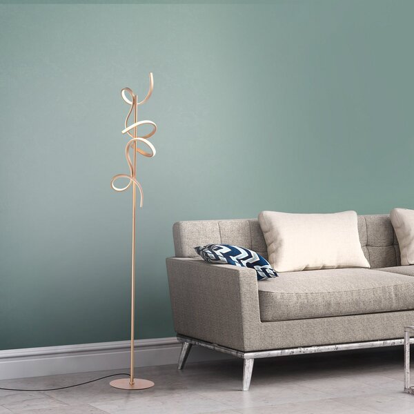 JUST LIGHT. GmbH Lampadar LED Curls, alamă, metal, 156 cm înălțime, dimabil, reglabil, Bronz / Alamă Veche, Camera de zi / sufragerie, Metal, Modern