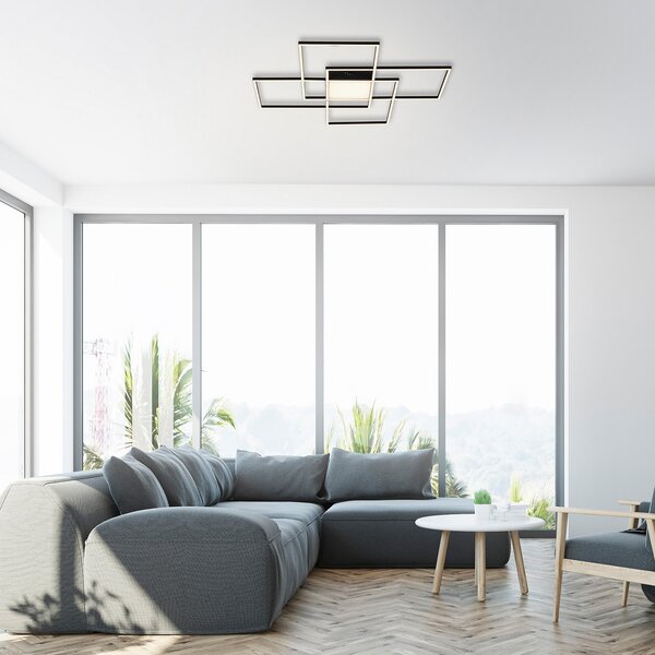 Q-Smart-Home Paul Neuhaus Q-ASMIN plafonieră LED, 80 x cm, reglabil, Negru, Camera de zi / sufragerie, Plastic, Modern