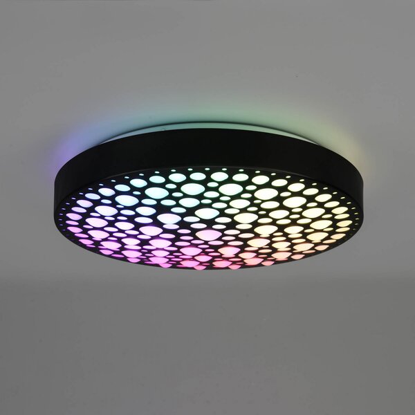 Reality Leuchten Chizu plafonieră LED Ø 40,5cm reglabilă RGB neagră, reglabil, Negru, Camera de zi / sufragerie, Plastic, Modern