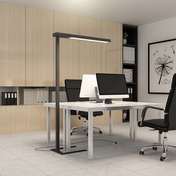 Arcchio LED lampă de podea pentru birou Susi, negru, senzor, dimmer tactil, reglabil, Negru, Studiu / Birou, Aluminiu, Modern