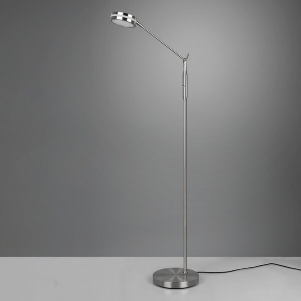Trio Lighting Lampadar LED Franklin, senzor de intensitate luminoasă, nichel mat, reglabil, Gri, Camera de zi / sufragerie, Metal, Modern