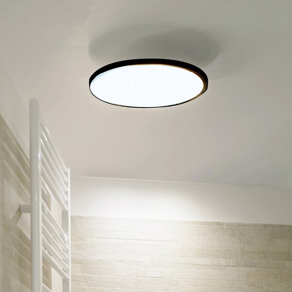 LIGHTME Plafonieră cu LED Aqua Ø 30,2cm negru, Negru, Baie, Metal, Modern