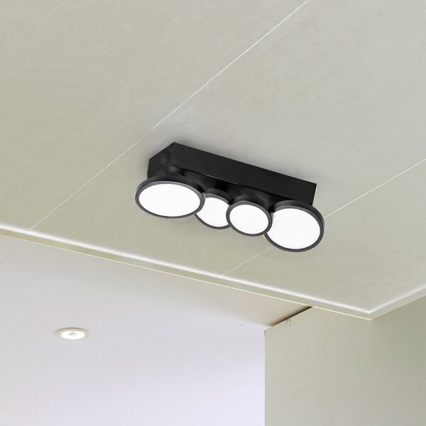 LIGHTME plafonieră LED Aqua GU10 4 becuri negru, Negru, Baie, Metal, Modern