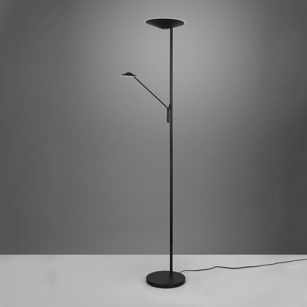 Trio Lighting Lampadar LED Brantford Lampa de citit negru mat, reglabil, Negru, Camera de zi / sufragerie, Metal, Modern