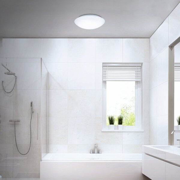 Briloner Plafonieră LED cu senzor Elipso IP44 4,000K Ø28cm, Alb, Baie, Plastic, Modern