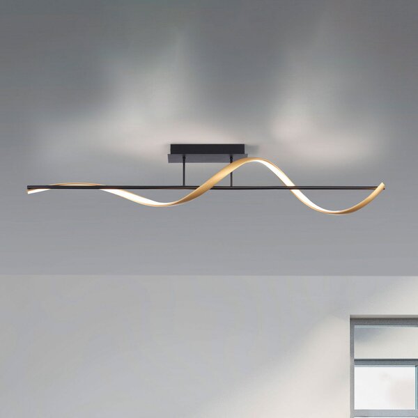 Q-Smart-Home Paul Neuhaus Q-Swing plafonieră antracit/alamă, reglabil, Negru, Camera de zi / sufragerie, Metal, Modern