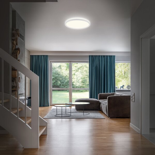 Briloner Plafonieră LED pentru baie Slim Drip, alb, Ø 42 cm, Alb, Baie, Plastic, Modern