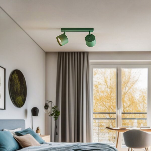 Argon Spot de tavan Chloe reglabil cu 2 becuri, verde,, Verde, Camera de zi / sufragerie, Metal, Modern