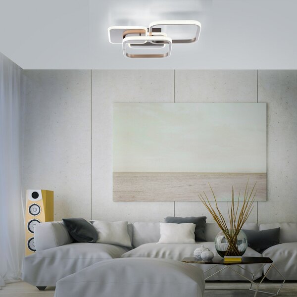 JUST LIGHT. GmbH Plafonieră LED Sevent, unghiulară, 3.000 K, oțel, Metalic, Camera de zi / sufragerie, Metal, Modern