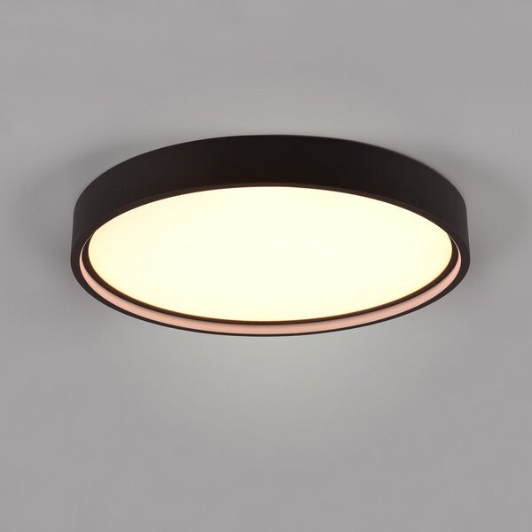 Trio Lighting Doha plafonieră LED, CCT, negru mat, Negru, Camera de zi / sufragerie, Metal, Perete rotund