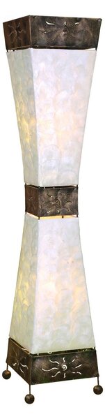Woru Lampă de podea Adrian, cochilii Capiz, înălțime 100 cm, Negru, Camera de zi / sufragerie, Metal, Design
