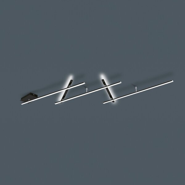 Trio Lighting Plachetă plafonieră LED Indira, dimabilă, negru, reglabil, Negru, Camera de zi / sufragerie, Metal, Modern, Perete unghiular