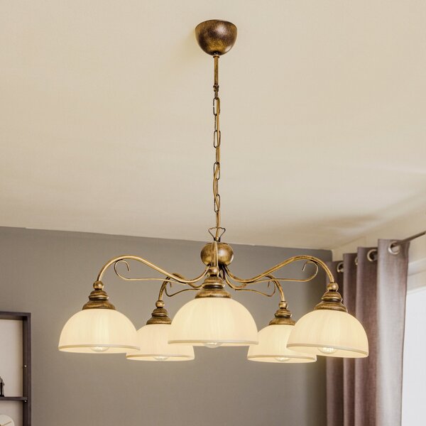 Jupiter Lampă suspendată Casale, 5 becuri, reglabil, Bronz / Alamă Veche, Camera de zi / sufragerie, Metal, Antichitate