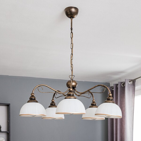 Jupiter Lampă suspendată Casale, 5 becuri, reglabil, Bronz / Alamă Veche, Camera de zi / sufragerie, Metal, Antichitate