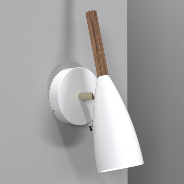 DFTP by Nordlux Aplică pură în alb cu element din lemn, Alb, Camera de zi / sufragerie, Metal, Modern
