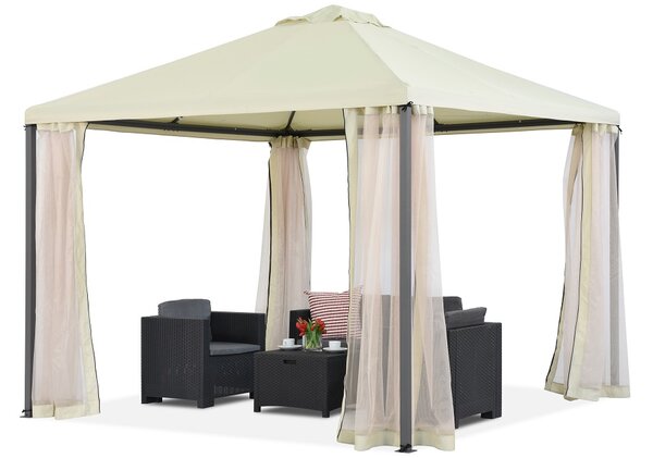Pavilion de grădină bej cu plasă de țânțari Madrid 3 x 3 m Garden Point