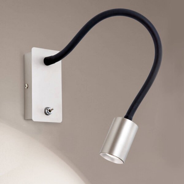 ORION Aplică perete LED Kurt nichel mat cu braț flexibil, Gri, dormitor, Metal, Modern
