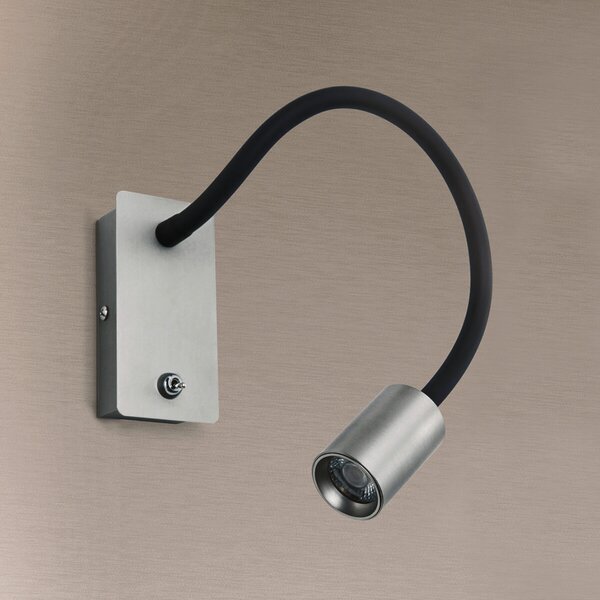 ORION Aplică perete LED Kurt nichel mat cu braț flexibil, Gri, dormitor, Metal, Modern