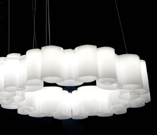 Stilnovo Lampă suspendată LED Honey, dimabilă, rotundă, 58 cm, reglabil, Alb, Camera de zi / sufragerie, Plastic, Modern