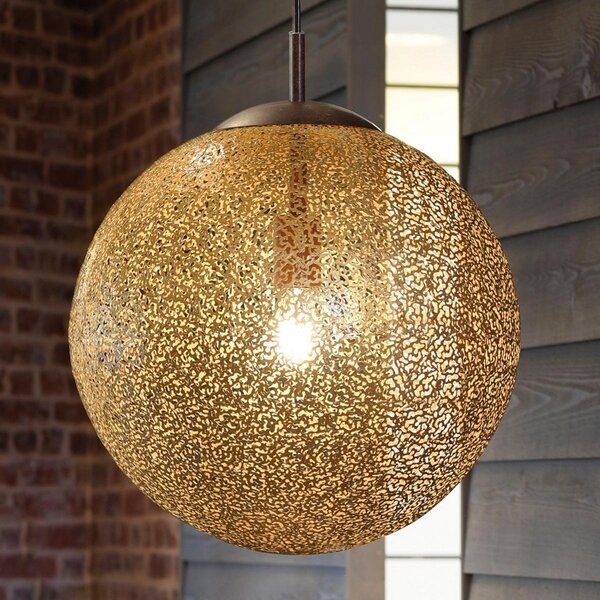Paul Neuhaus Greta lampă suspendată, Ø 40 cm, auriu, metal, reglabil, Auriu / Alamă, Camera de zi / sufragerie, Metal, Casă de țară / Rustic, glob