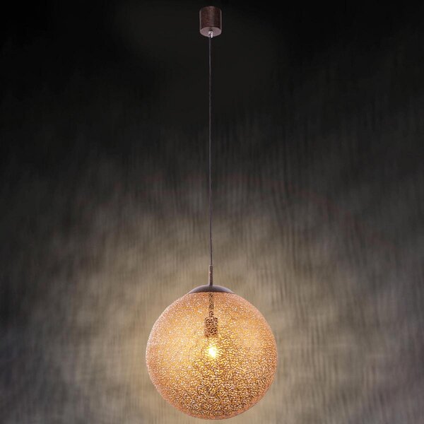 Paul Neuhaus Greta lampă suspendată, Ø 40 cm, auriu, metal, reglabil, Auriu / Alamă, Camera de zi / sufragerie, Metal, Casă de țară / Rustic, glob