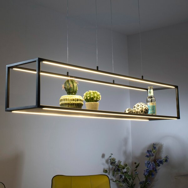 Paul Neuhaus Lampă suspendată LED Conni, negru, 105 cm, reglabil, Negru, Camera de zi / sufragerie, Metal, Modern