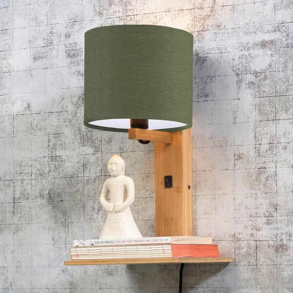 Good & Mojo GOOD MOJO Andes aplică cu raft, verde/natur, Lemn, Camera de zi / sufragerie, Bamboo, Design