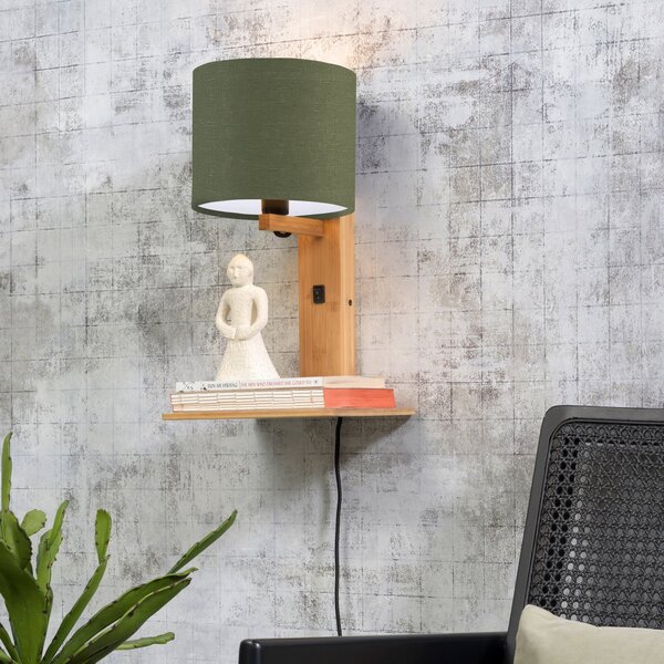 Good & Mojo GOOD MOJO Andes aplică cu raft, verde/natur, Lemn, Camera de zi / sufragerie, Bamboo, Design