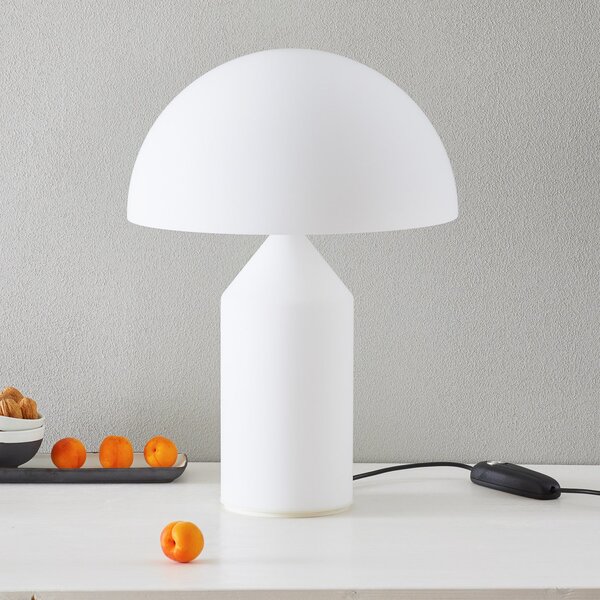 Oluce Atollo - Lampă de masă din sticlă Murano, 50 cm, reglabil, Alb, Camera de zi / sufragerie, Metal, Design