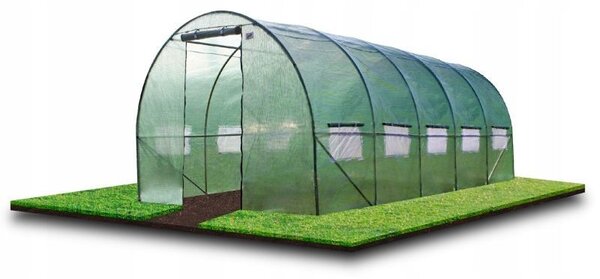 Sera solar tip tunel 8x3x2 m, cadru metalic, folie PE cu filtru UV4, 10 ferestre