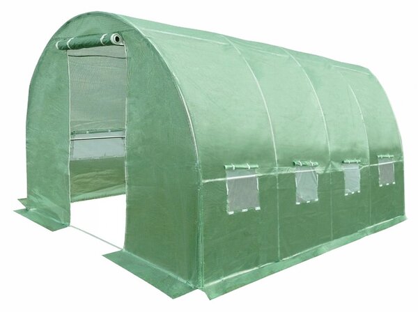 Sera solar tip tunel pentru gradina, 6x3x2 m, folie PE 140g/mp, filtru UV4, ferestre