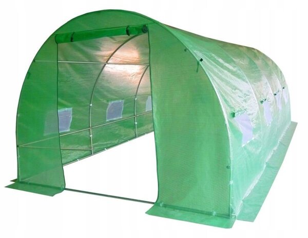 Sera solar tip tunel pentru gradina, 6x3x2 m, folie PE 140g/mp, filtru UV4, ferestre