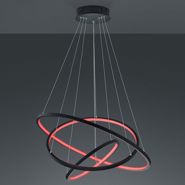 Trio Lighting WiZ Aaron lampă suspendată LED smart antracit, reglabil, Negru, Camera de zi / sufragerie, Metal, Modern