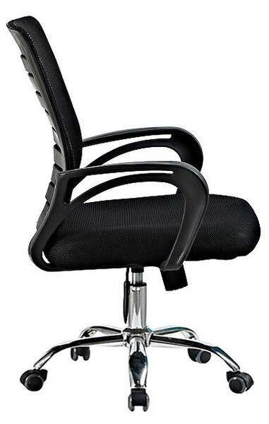 Scaun ergonomic de birou, inaltime reglabila 87-97 cm, rotativ, baza otel cromat, manere, negru