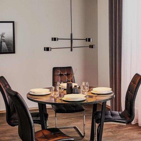 Nordlux Lampă suspendată LED Clyde, 4 becuri, 2 planuri, reglabil, Negru, Camera de zi / sufragerie, Metal, Modern