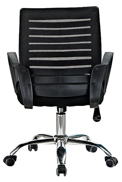 Scaun ergonomic de birou, inaltime reglabila 87-97 cm, rotativ, baza otel cromat, manere, negru