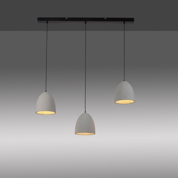 Paul Neuhaus lampă suspendată Eton, 3 becuri, 100 cm, beton, G9, reglabil, Gri, Camera de zi / sufragerie, Beton