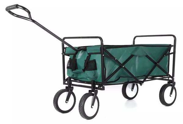 Carucior de gradina XL pliabil, 70 litri, roti pivotante, 113x91 cm, greutate 8.5 kg, verde