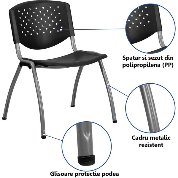 Scaun terasa, bucatarie, spatar si sezut PP, model perforat, inaltime 82 cm
