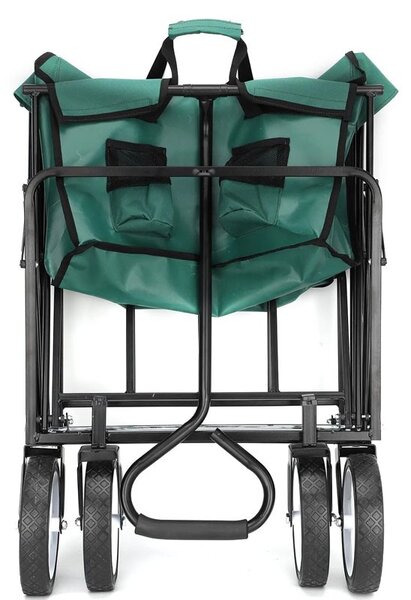 Carucior de gradina XL pliabil, 70 litri, roti pivotante, 113x91 cm, greutate 8.5 kg, verde
