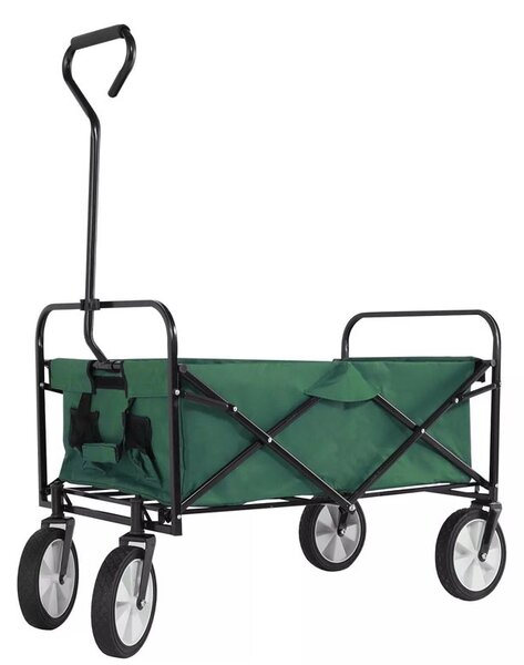Carucior de gradina XL pliabil, 70 litri, roti pivotante, 113x91 cm, greutate 8.5 kg, verde