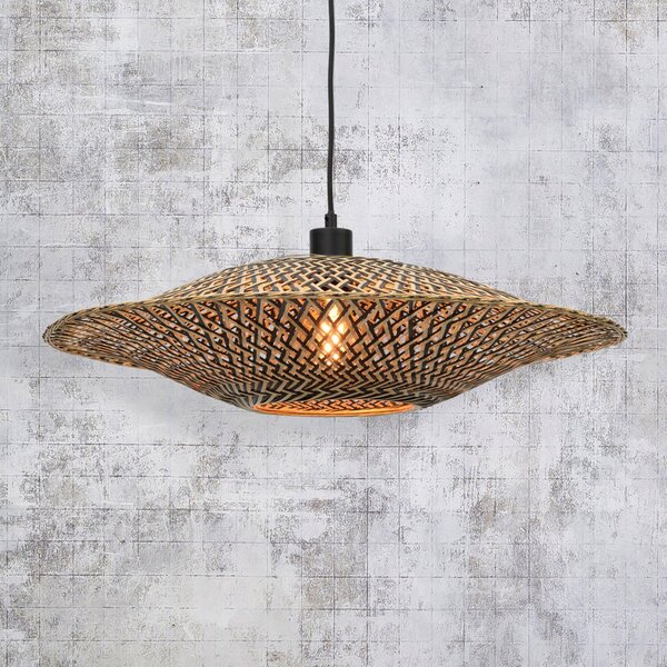 Good & Mojo GOOD MOJO Lampă suspendată Bali din bambus, Ø 60 cm, reglabil, Lemn, Camera de zi / sufragerie, Bamboo, Design