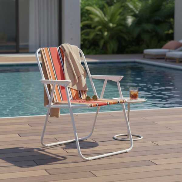 Scaun pliabil plaja si camping, metalic, usor, compact, 58x52x73 cm, maxim 80 kg