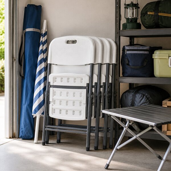 Scaun pliabil pentru gradina, camping, catering, cadru metalic, 120 kg, 46x53x87 cm